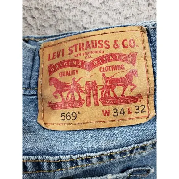 Levi's 569 Jeans Men's 34x32 Blue Denim Loose Straight Baggy Cotton Casual - Picture 12 of 16